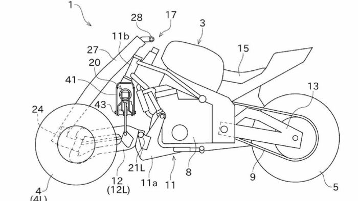Μερικά από τα σχέδια της Kawasaki για την νέα πρόταση τρίτροχης μοτοσυκλέτας. 