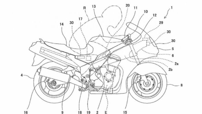 Μερικά από τα σχέδια της νέας πατέντας της Kawasaki, για το εξελιγμένο σύστημα ηλεκτρονικών βοηθημάτων που ετοιμάζει. 
