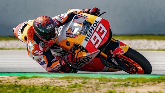 O Marc Marquez σε στιγμιότυπο από την προπόνηση του στο Montmelo. O Marc Marquez σε στιγμιότυπο από την προπόνηση του στο Montmelo.