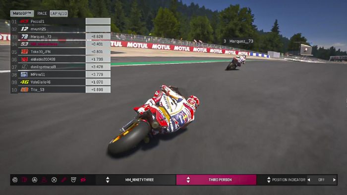 Στιγμιότυπο από τον 4ο MotoGP Virtual Race, στο ψηφιακό Misano. Στιγμιότυπο από τον 4ο MotoGP Virtual Race, στο ψηφιακό Misano.