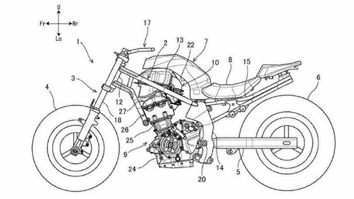 To τεχνικό σχέδιο της νέας μοτοσυκλέτας της Suzuki. 