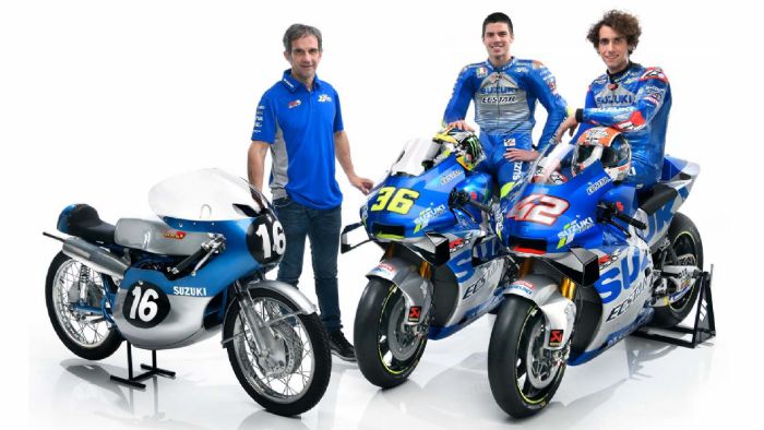 Η νέα Suzuki GSX-RR με τους Davide Brivio, Joan Mir και Alex Rins.