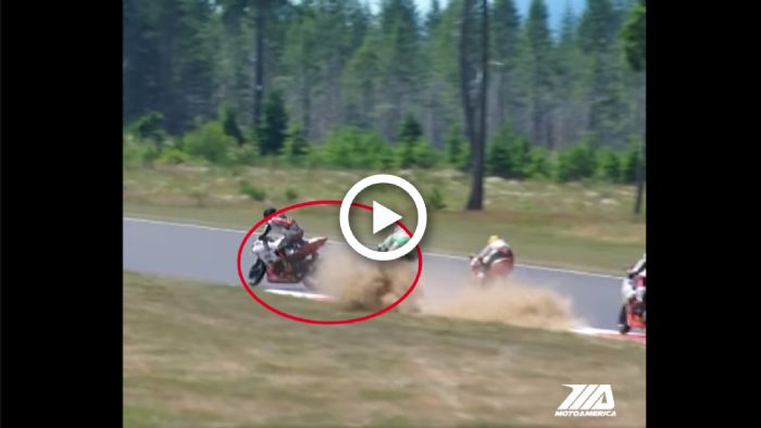 VIDEO: «Τουμπάρα» με πολύ τυχερή κατάληξη στο MotoAmerica! 