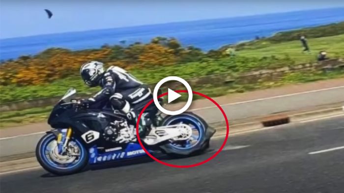 VIDEO: To λάστιχο του Michael Dunlop ανατινάζεται στον αγώνα NW200